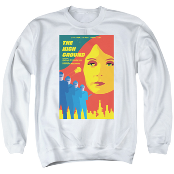 White men's crewneck sweatshirt with Star Trek The Next Generation Tng S3 E12 graphic