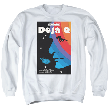 White men's crewneck sweatshirt with Star Trek The Next Generation Tng S3 Ep13 graphic