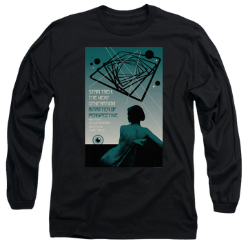 Black men's long sleeve t-shirt with Star Trek The Next Generation Tng S3 Ep14 graphic
