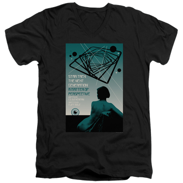Black men's v-neck t-shirt with Star Trek The Next Generation Tng Season 3 Episode 14 graphic