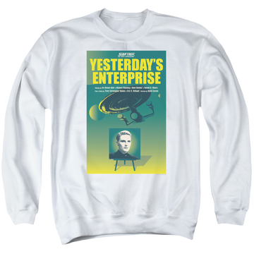 White men's crewneck sweatshirt with Star Trek The Next Generation Tng S3 Ep15 graphic