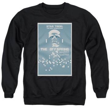 Black men's crewneck sweatshirt with Star Trek The Next Generation Tng S3 Ep16 graphic