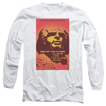 White men's long sleeve t-shirt with Star Trek The Next Generation Tng S3 Ep17 graphic