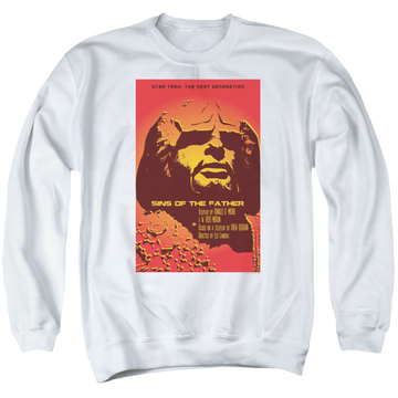 White men's crewneck sweatshirt with Star Trek The Next Generation Tng S3 Ep17 graphic