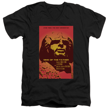 Black men's v-neck t-shirt with Star Trek The Next Generation Tng Season 3 Episode 17 graphic