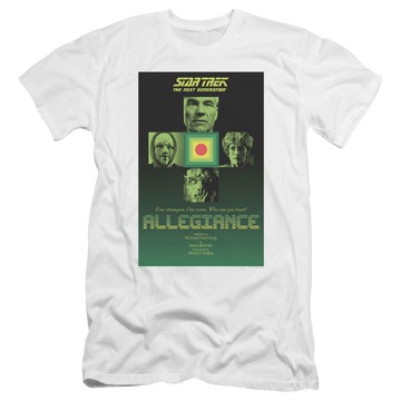 White men's premium slim fit t-shirt with Star Trek The Next Generation Tng Season 3 Episode 18 graphic