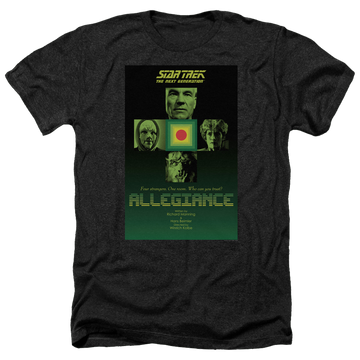 Black men's heather t-shirt with Star Trek The Next Generation Tng Season 3 Episode 18 graphic