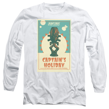 White men's long sleeve t-shirt with Star Trek The Next Generation Tng S3 Ep19 graphic