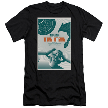 Black men's premium slim fit t-shirt with Star Trek The Next Generation Tng Season 3 Episode 20 graphic