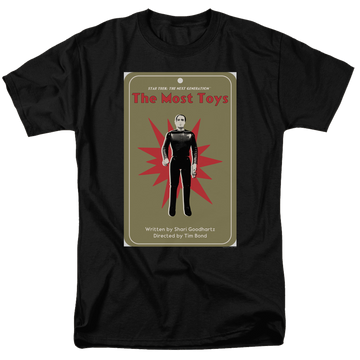 Black men's regular fit t-shirt with Star Trek The Next Generation S3 E22 graphic