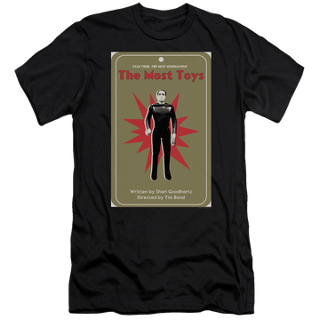 Black men's premium slim fit t-shirt with Star Trek The Next Generation Tng Season 3 Episode 22 graphic