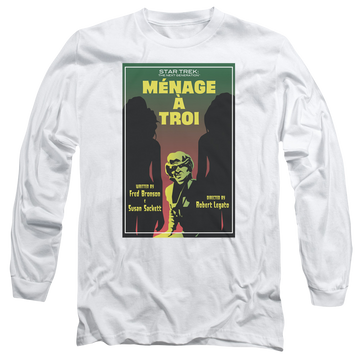 White men's long sleeve t-shirt with Star Trek The Next Generation Tng S3 Ep24 graphic