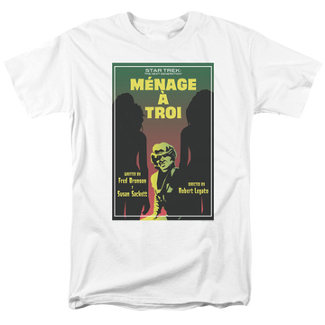 White men's regular fit t-shirt with Star Trek The Next Generation S3 E24 graphic