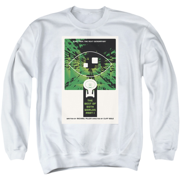 White men's crewneck sweatshirt with Star Trek The Next Generation Tng S3 Ep26 graphic