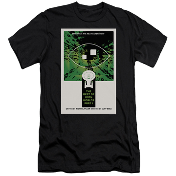 Black men's premium slim fit t-shirt with Star Trek The Next Generation Tng Season 3 Episode 26 graphic