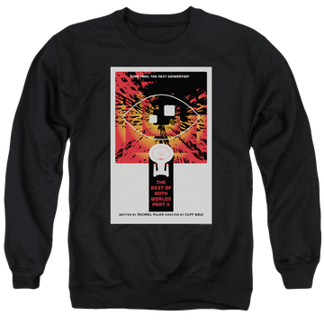 Black men's crewneck sweatshirt with Star Trek The Next Generation Tng S4 Ep1 graphic