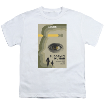 White youth t-shirt for ages 8 to 12 with Star Trek The Next Generation Tng Season 4 Episode 4 graphic