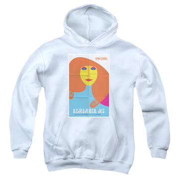 White youth hoodie for ages 8 to 12 with Star Trek The Next Generation Tng Season 4 Episode 5 graphic