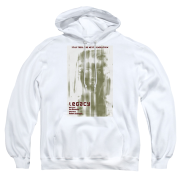 White pullover hoodie with Star Trek The Next Generation Tng Season 4 Episode 6 graphic