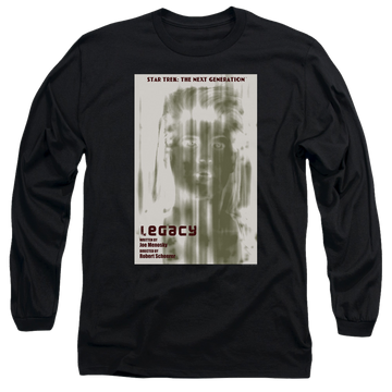 Black men's long sleeve t-shirt with Star Trek The Next Generation Tng S4 Ep6 graphic