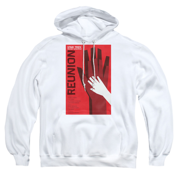 White pullover hoodie with Star Trek The Next Generation Tng Season 4 Episode 7 graphic