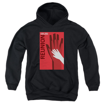 Black youth hoodie for ages 8 to 12 with Star Trek The Next Generation Tng Season 4 Episode 7 graphic