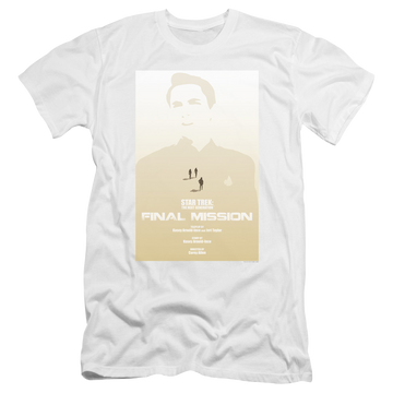 White men's premium slim fit t-shirt with Star Trek The Next Generation Tng Season 4 Episode 9 graphic