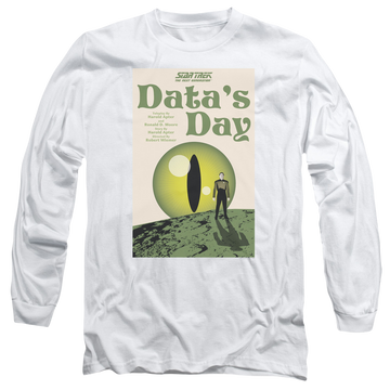White men's long sleeve t-shirt with Star Trek The Next Generation Tng S4 Ep11 graphic