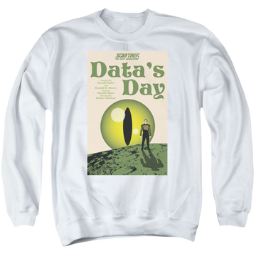 White men's crewneck sweatshirt with Star Trek The Next Generation Tng S4 Ep11 graphic