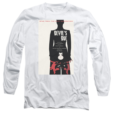 White men's long sleeve t-shirt with Star Trek The Next Generation Tng S4 Ep13 graphic