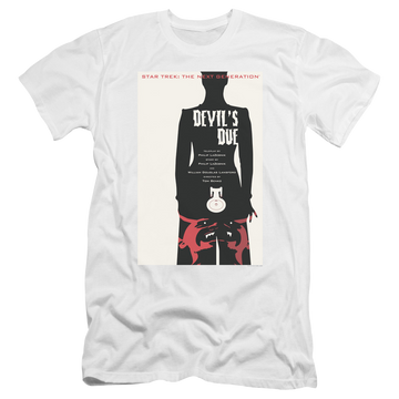 White men's premium slim fit t-shirt with Star Trek The Next Generation Tng Season 4 Episode 13 graphic