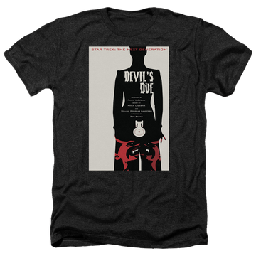 Black men's heather t-shirt with Star Trek The Next Generation Tng Season 4 Episode 13 graphic