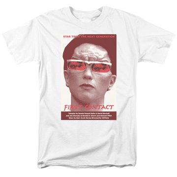 White men's regular fit t-shirt with Star Trek The Next Generation Season 4 Episode 15 graphic