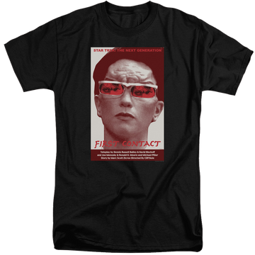 Black men's tall fit t-shirt with Star Trek The Next Generation Tng Season 4 Episode 15 graphic