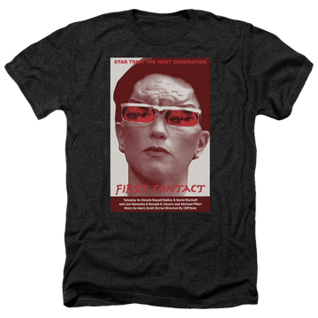 Black men's heather t-shirt with Star Trek The Next Generation Tng Season 4 Episode 15 graphic