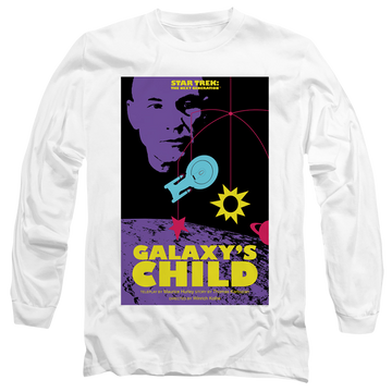 White men's long sleeve t-shirt with Star Trek The Next Generation Tng S4 Ep16 graphic