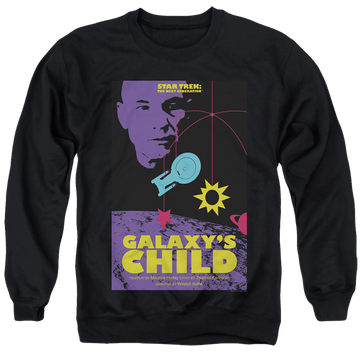 Black men's crewneck sweatshirt with Star Trek The Next Generation Tng S4 Ep16 graphic
