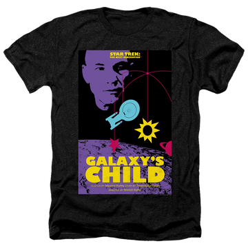 Black men's heather t-shirt with Star Trek The Next Generation Tng Season 4 Episode 16 graphic