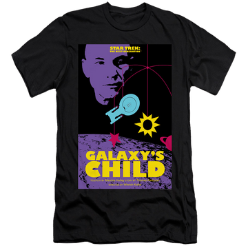 Black men's premium slim fit t-shirt with Star Trek The Next Generation Tng Season 4 Episode 16 graphic