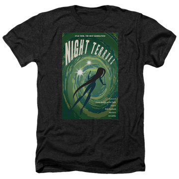 Black men's heather t-shirt with Star Trek The Next Generation Tng Season 4 Episode 17 graphic