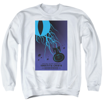 White men's crewneck sweatshirt with Star Trek The Next Generation Tng S4 Ep18 graphic