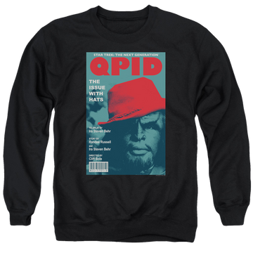Black men's crewneck sweatshirt with Star Trek The Next Generation Tng S4 Ep20 graphic