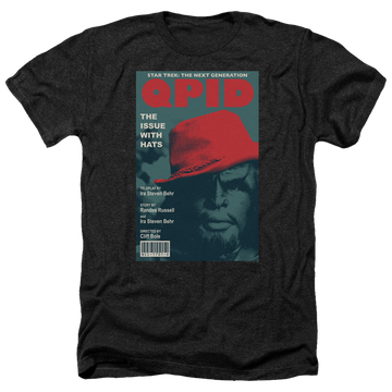 Black men's heather t-shirt with Star Trek The Next Generation Tng Season 4 Episode 20 graphic