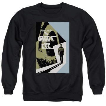 Black men's crewneck sweatshirt with Star Trek The Next Generation Tng S4 Ep24 graphic
