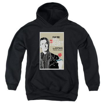 Black youth hoodie for ages 8 to 12 with Star Trek The Next Generation Tng Season 4 Episode 25 graphic