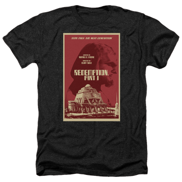 Black men's heather t-shirt with Star Trek The Next Generation Tng Season 4 Episode 26 graphic