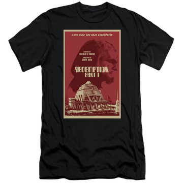 Black men's premium slim fit t-shirt with Star Trek The Next Generation Tng Season 4 Episode 26 graphic