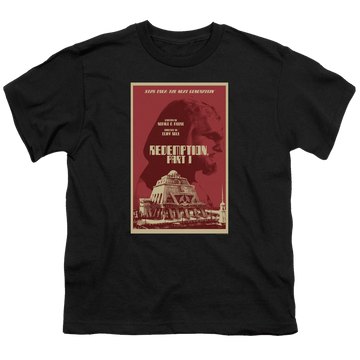 Black youth t-shirt for ages 8 to 12 with Star Trek The Next Generation Tng Season 4 Episode 26 graphic