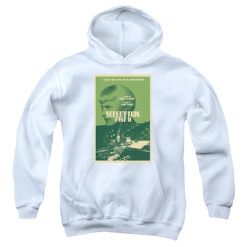 White youth hoodie for ages 8 to 12 with Star Trek The Next Generation Tng Season 5 Episode 1 graphic