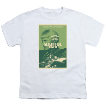 White youth t-shirt for ages 8 to 12 with Star Trek The Next Generation Tng Season 5 Episode 1 graphic